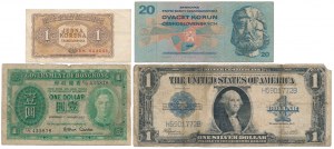 Czechoslovakia, Hong Kong & USA - set of banknotes (4pcs)