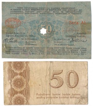 Łódź, 50 kop 1915 et 50 gr 1939 (2 pièces)