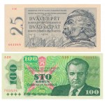 Czechoslovakia, 25 Korun 1958 i 100 Korun 1989 (2pcs)