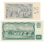 Czechosłowacja, 25 Korun 1961 i 100 Korun (1993) - ze znaczkiem (2szt)