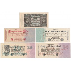 Germany, 500.000 mk - 50 mln mk 1923 (5pcs)