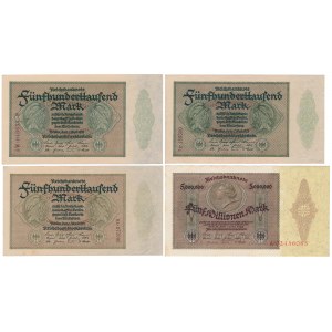 Niemcy, 3x 500.000 mk i 5 mln mk 1923 (4szt)