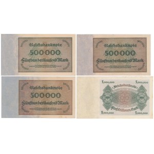 Germany, 3x 500.000 mk & 5 mln mk 1923 (4pcs)