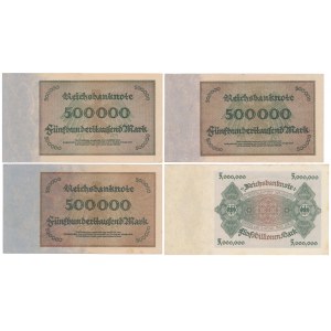 Niemcy, 3x 500.000 mk i 5 mln mk 1923 (4szt)