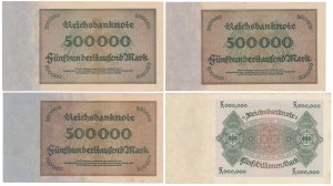 Allemagne, 3x 500 000 mk et 5 millions mk 1923 (4pc)