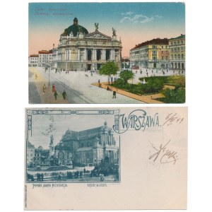 Lwów 1917 i Warszawa 1899 - zestaw starych pocztówek (2szt)