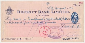 United Kingdom, District Bank Limited, Clitheroe - check 1956