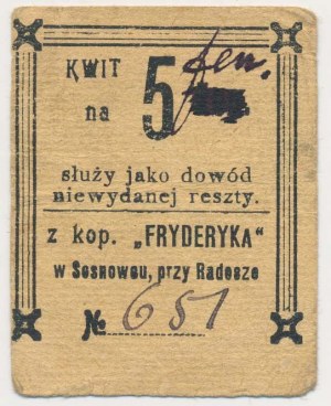 Sosnowiec, důl FRYDERYKA, 5 kopějek (1914)