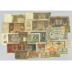 Zestaw banknotów polskich 1916-1946, notgeldy + banknoty z Rosji (27szt)