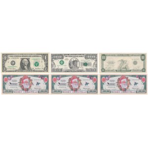 USA, 1 Dollar 2001 in folder + fancy bills (6pcs)