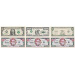 USA, 1 Dollar 2001 w folderze + banknoty fantazyjne (6szt)