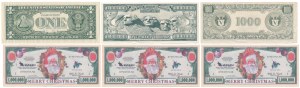 USA, 1 Dollar 2001 in Mappe + ausgefallene Scheine (6Stk)
