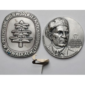 Medale Rada Narodowa w Suwałkach i gen. Sosabowski - zestaw (2szt) + nóżka