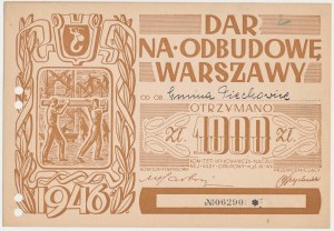 Gift for the reconstruction of Warsaw, 1,000 zloty 1946