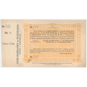 Sosnowice, Cemus & S-ka, 1 rubel 1914 - z grzbietem