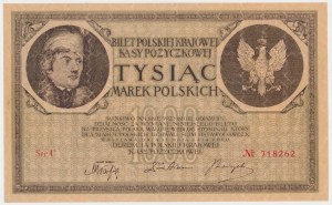 FAŁSZERSTWO z epoki 1.000 mkp 1919 - zygzakowate linie w znaku wodnym