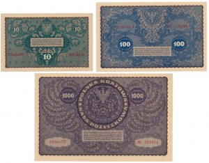 Set di 10, 100 e 1.000 mkp 1919 (3 pz)