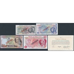 Ireland, 1 - 100 Pounds ND - SPECIMEN 001797 - with certificate & envelope (4pcs)