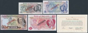 Irland, 1 - 100 Pfund ND - SPECIMEN 001797 - mit Zertifikat und Umschlag (4 Stck.)