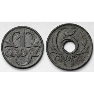 Generalna Gubernia, 1-5 groszy 1939 - zestaw (2szt)