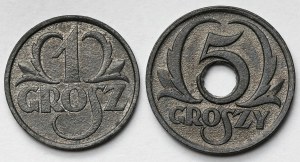Generalgouvernement, 1-5 Pfennige 1939 - Satz (2 St.)