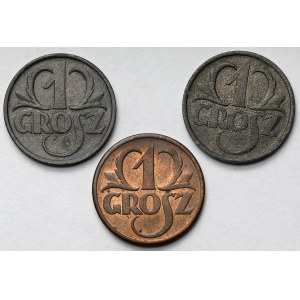 1 grosz 1939 - zestaw (3szt)