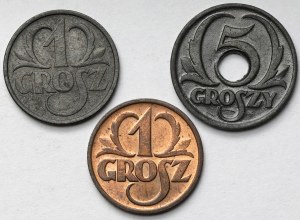 1-5 pennies 1939 - set (3pcs)