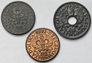 1-5 groszy 1939 - zestaw (3szt)
