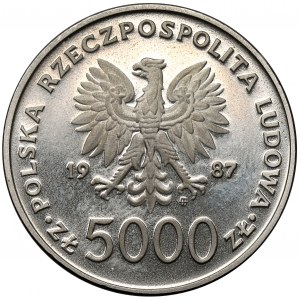 Próba NIKIEL 5.000 złotych 1987 Jan Paweł II - z krzyżem