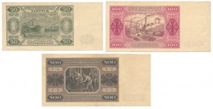 Set of 50, 100 and 500 gold 1948 (3pcs)