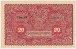 20 mkp 1919 - II Serja F (Mił.26a) - vzácné pro tuto nominální hodnotu - s jedním písmenem