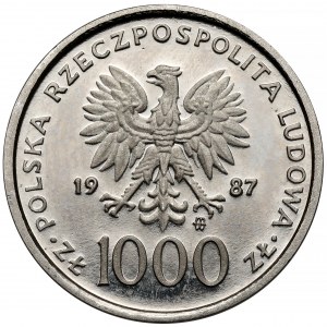 Próba NIKIEL 1.000 złotych 1987 Jan Paweł II - z krzyżem