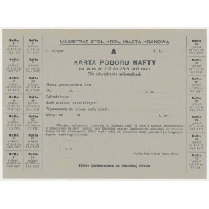 Kraków, Karta poboru nafty - A, okres 11/2 - 25/8 1917
