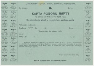 Krakov, příjmový list parafínu - B1, období 11/2 - 7/7 1917