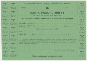 Krakov, sběrná karta parafínu - B2, období 11/2 - 7/7 1917
