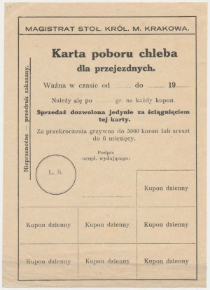 Krakow, Bread collection card for passersby, period 19xx
