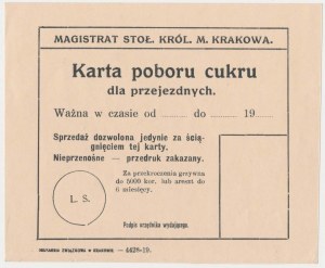 Krakow, Sugar collection card for passersby, period 19xx