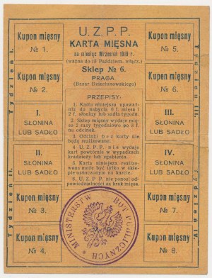 U.Z.P.P., Karta mięsna, Sklep No 6., okres wrzesień 1919