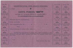 Kraków, Karta poboru nafty - C, okres 1 września 1919 do 31 sierpnia 1920