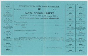 Kraków, Karta poboru nafty - B2, okres 1 września 1919 - 31 sierpnia 1920