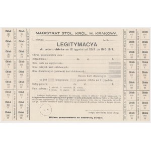 Kraków, Lagitymacya do poboru chleba, okres 25/2 do 19/5 1917