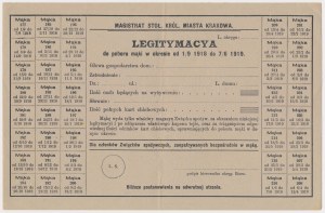 Krakow, Lagitymacya for the collection of flour, period 1/9 1918 to 7/6 1919