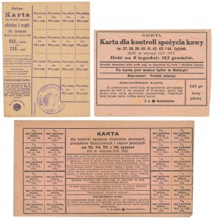 Galicya, Karty żywnościowe, 1915-1918 (3szt)