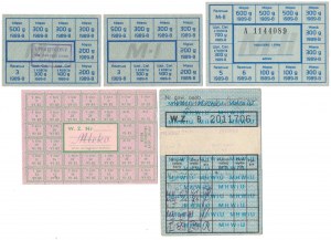 Zestaw kartek żywnościowych 1983-1989 (5szt)