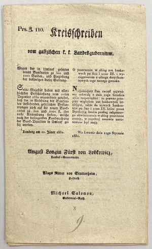 Rakousko, Formuláře 500 a 1000 rýnských zlatých, Lvov 1831.
