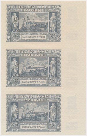 20 Zloty 1940 - ungeschnitten 3 Stück - ohne Serie und Nummerierung