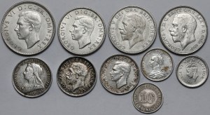 Anglie a Indie, 10 centů - 1/2 koruny - sada (10ks)