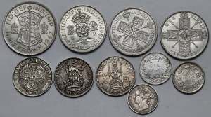 Anglie a Indie, 10 centů - 1/2 koruny - sada (10ks)