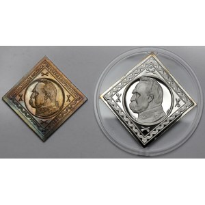 COPIE d'argento clip 5 e 10 oro 1934 Pilsudski - set (2pz)