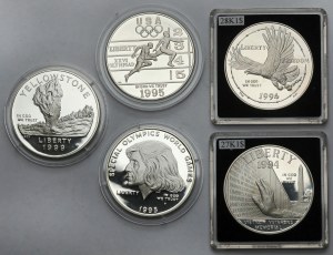 USA, Dolar 1994-1999 - zestaw (5szt)